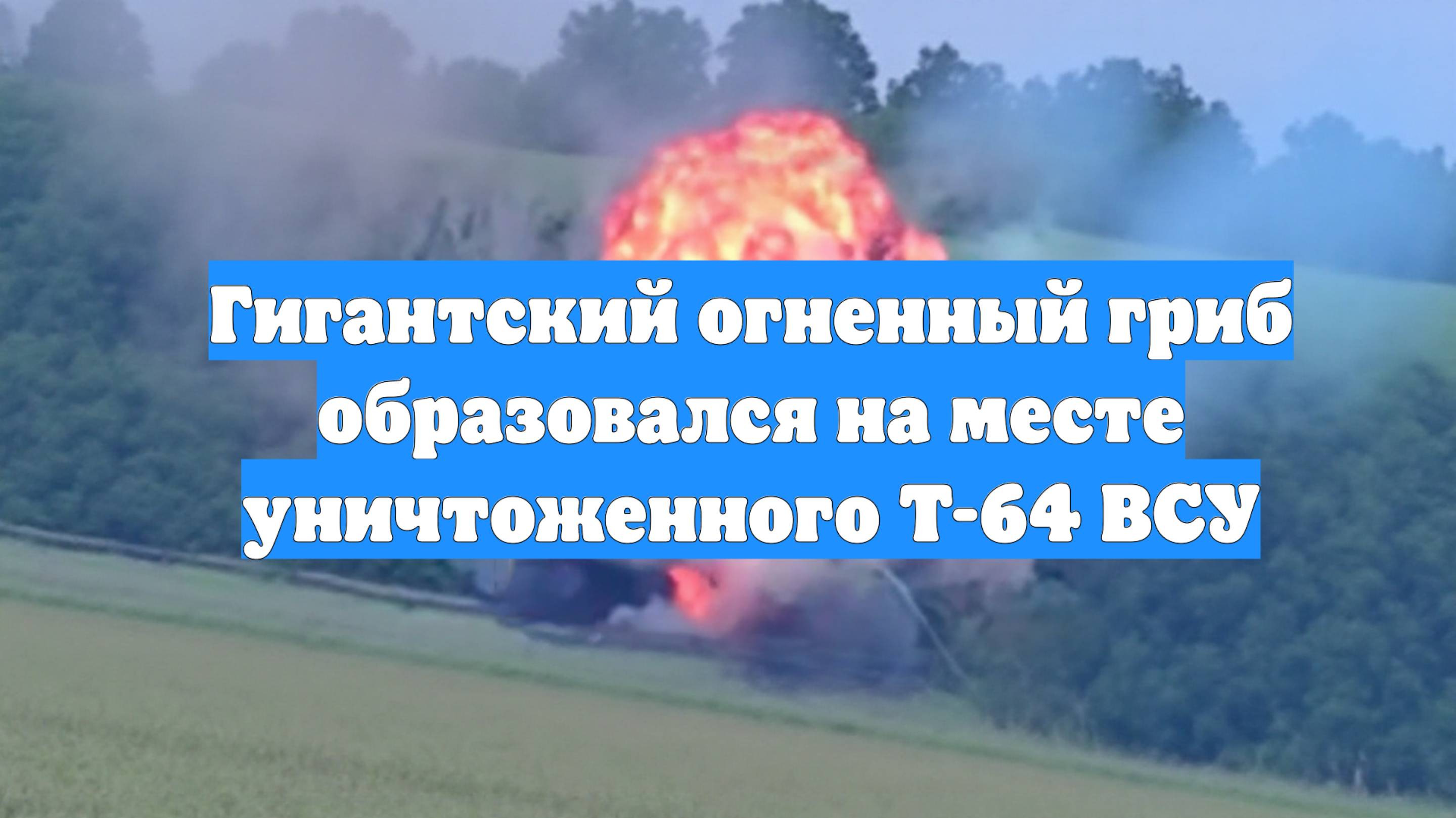 Гигантский огненный гриб образовался на месте уничтоженного Т-64 ВСУ