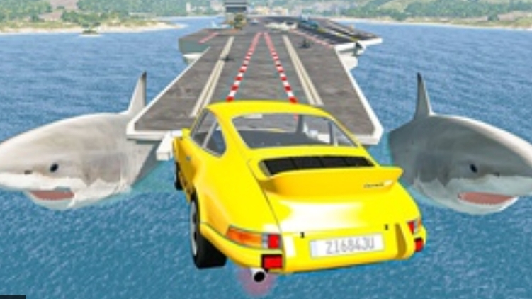High Speed Car Jumps On The Aircraft Carrier Deck - BeamNG Drive Crashes