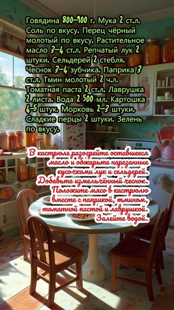 Венгерский суп с говядиной и сладким перцем
