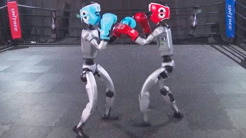 В Китае состоялся поединок между гуманоидными роботами-боксерами