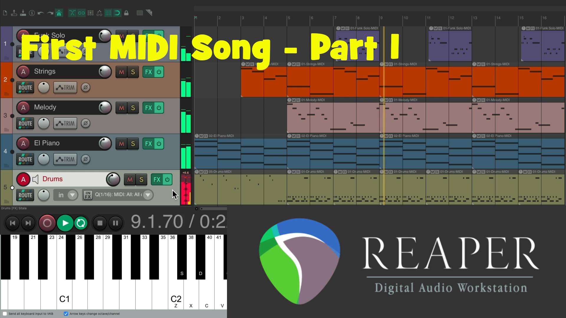 Reaper DAW - First MIDI Song - Part 1