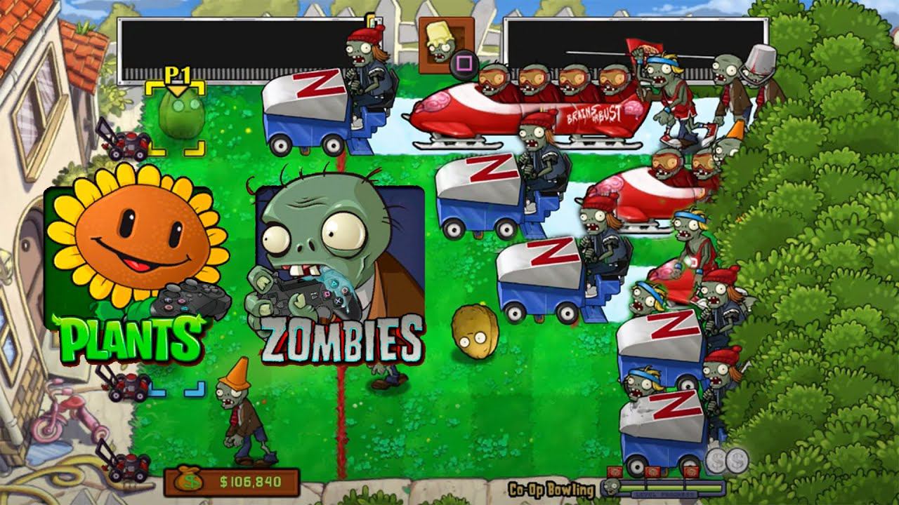 Plants vs. Zombies [PS3] [2 Player] Bowling Gameplay