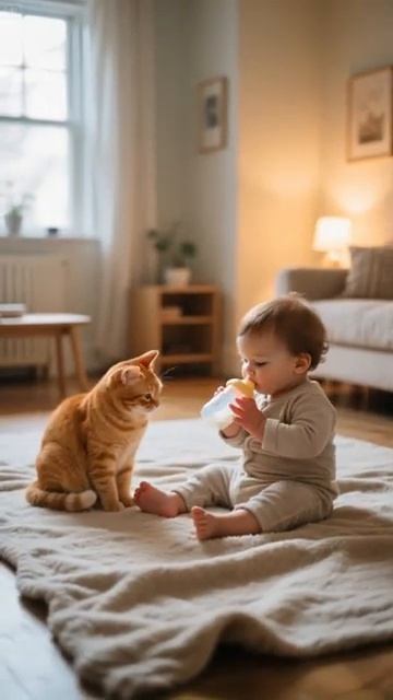 Lost Baby Found by a Cat – While Mom Desperately Searches for Her Son 🐱❤️ #cute #cat #baby