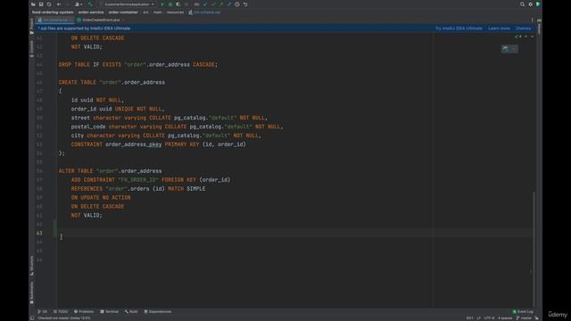 063 Updating Order Service database schema and config for Outbox Pattern