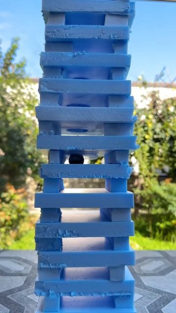 Satisfying hot metal ball vs blue styrofoam