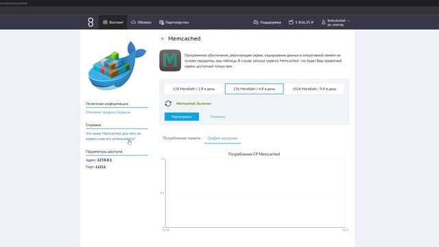 Работа с разделом  Сервисы  в Beget