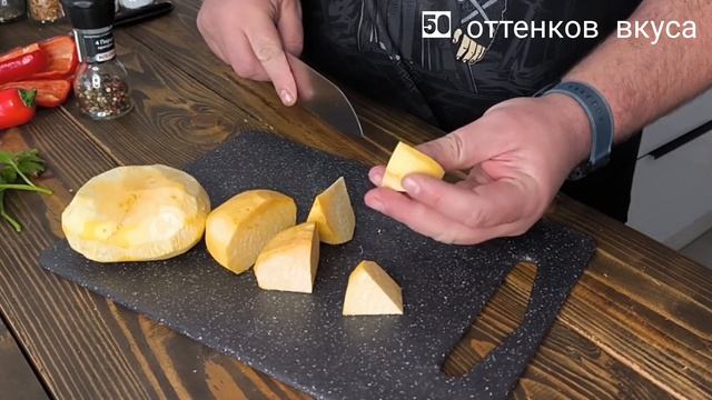 Жареная репа с мясом свинины и сладким перцем
