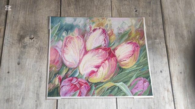 Финиш набора Тюльпаны #crosstitch #финиш#вышивкакрестиком