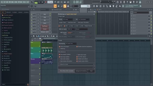 Экспорт трека в аудио и создание мультитрека в FL Studio 21