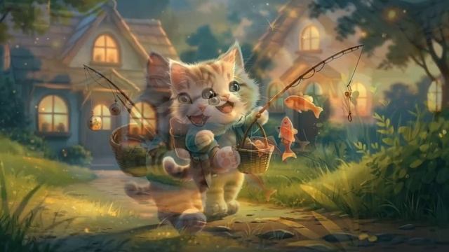 🐈Cute Kitten Goes Fishing & Cooks a Tasty Meal! 🐟🍽️ _ Adorable Cat Adventure