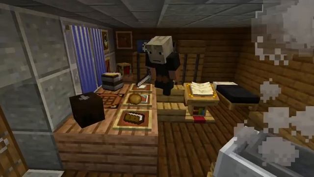 Квадратный хохол готовит тушеный картофель