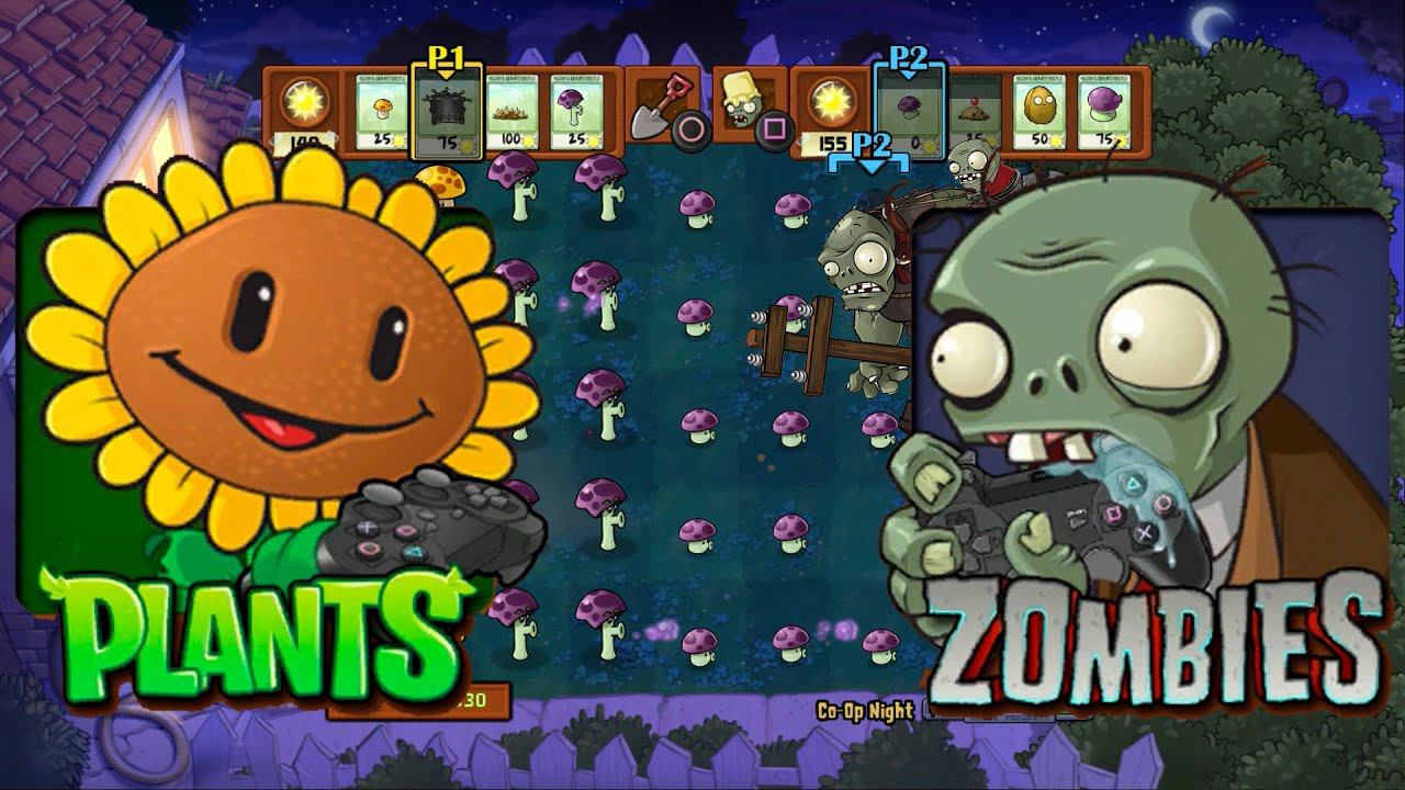 Plants vs. Zombies [PS3] [2 Player] Survival Night Gameplay