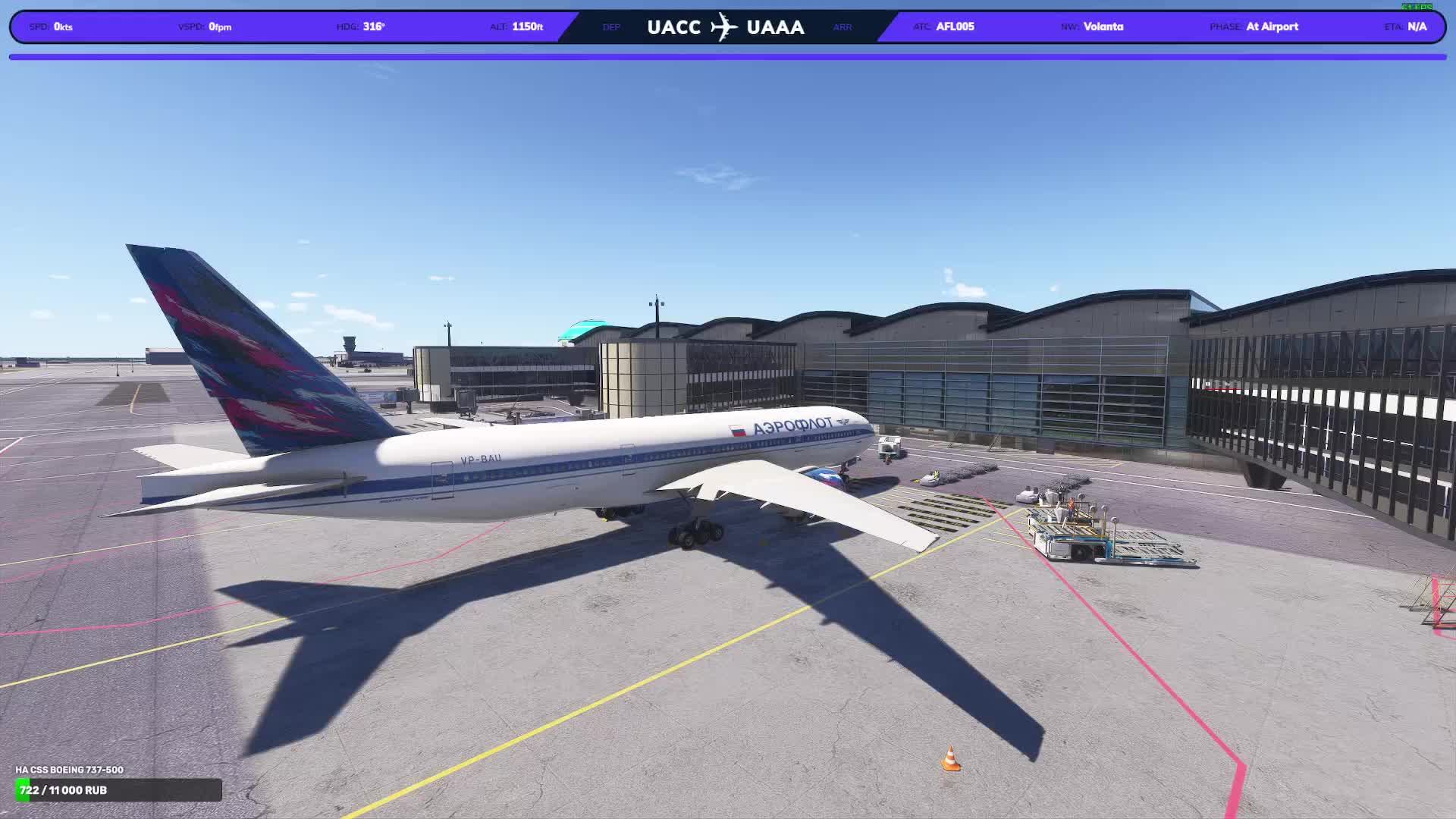 MSFS 2024 PMDG 777-200ER, AFL005, Vatsim, Astana(UACC) - Almaty(UAAA)