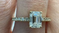 0.50 ct Emerald Cut and Pave Ring in 18k Yellow Gold - PIERRE - Style #6024Y