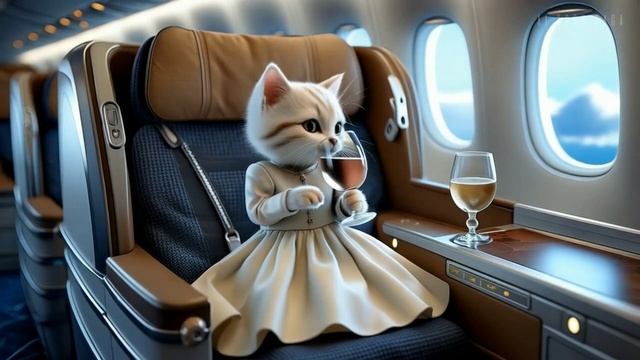 🐈A Kitten's Dream Day _ Cozy Café, Wine Time & Mini Adventures🐾💝☕🍷🚗✈️