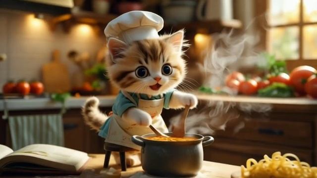 🐈A Day with Adorable Kitten – Shopping, Cooking & Relaxing! _ Short Animation Story🐾🍝
