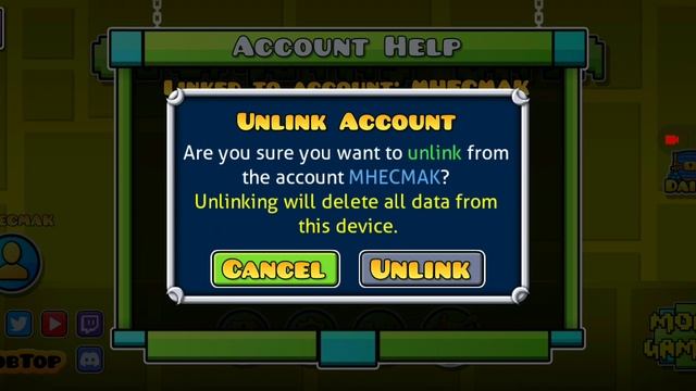 Как выйти из аккаунта в Geometry Dash 2.2