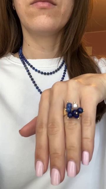 Длинное колье с натуральной барочной жемчужиной готово ✅  К нему сделала колечко