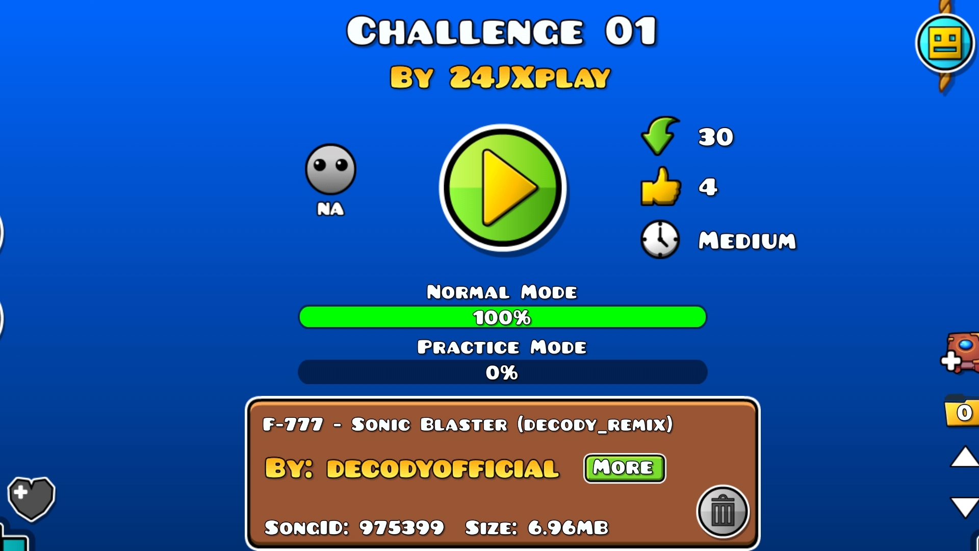 Challenge 1 by (Me) 24JXplay - Level Showcase | Geometry Dash | 24JX