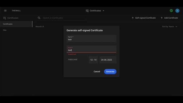 Создание самоподписанного сертификата | TheWall Firewall