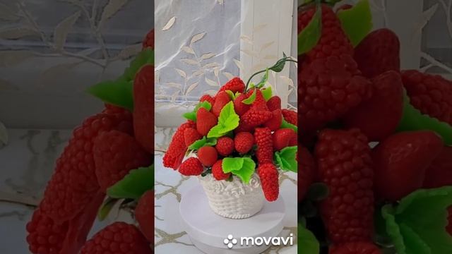 ягода малина из мыла в кашпо корзина роз ручная работа