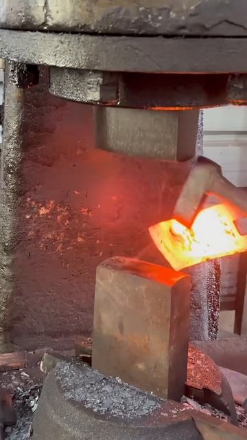 Red Hot Steel Forging and Punching - Satisfying Hammering and Shaping!