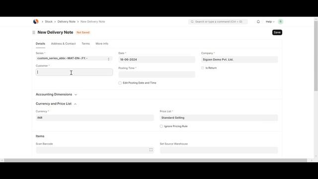 SigzenERP - Exclusive Insights_ Creating Delivery Notes