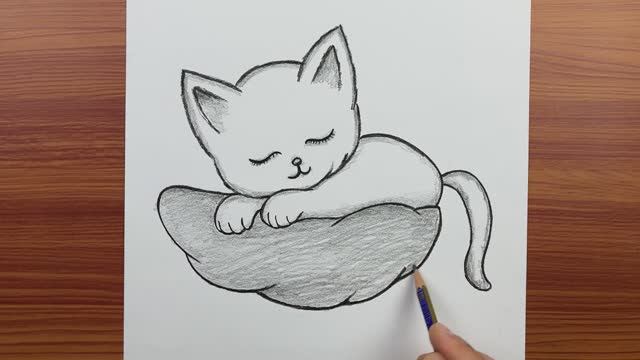 Лёгкий рисунок кошки: как поэтапно нарисовать милую кошку — простой обучающий рисунок карандашом