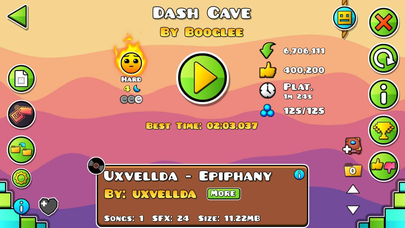 Geometry Dash. Dash Cave by Boogle - 100%, 1 coin.
