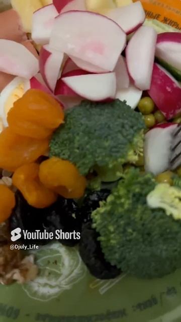 Диетическая , полезная для здоровья тарелка 🍽️ + 🥬 🥒 🥚 🫛 🫚 🌰 🍎 = 😋👍👋