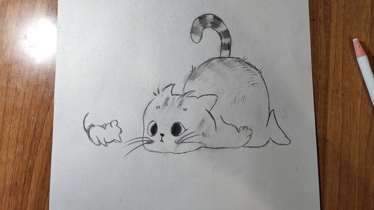 Как нарисовать милого кота карандашом поэтапно #топыкатегорий  #ИскусствоДляНачинающих #Творчество