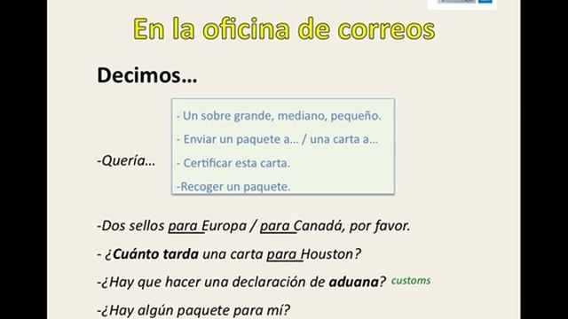 En la oficina de correos (Vocabulario)