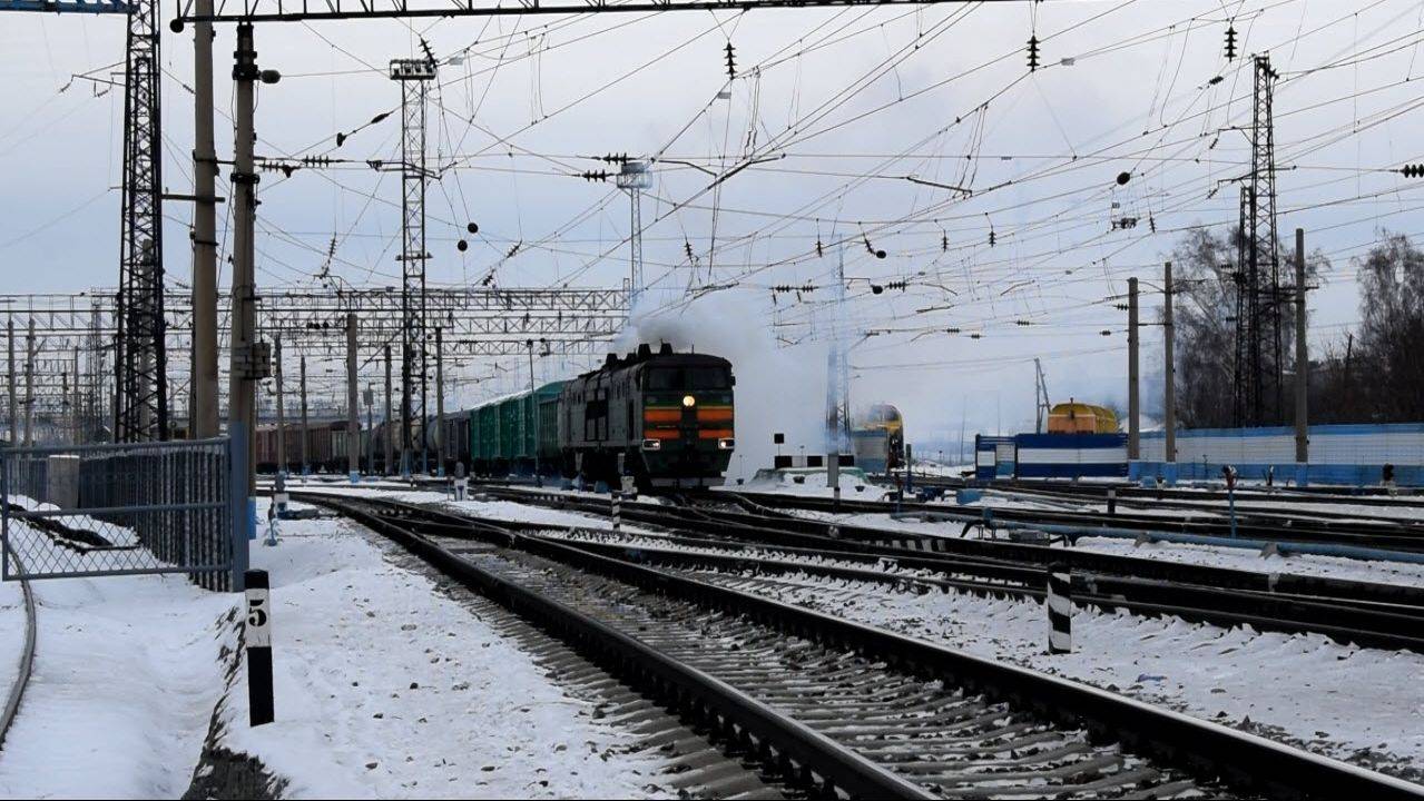 Тепловоз 2ТЭ10У-0250. Отправление с белыми "медведями". Звук 10Д100.