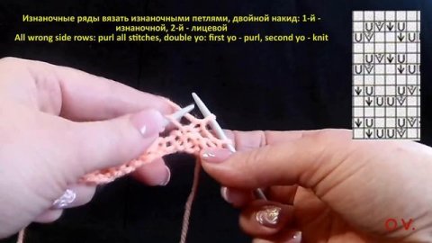 Ажурный узор ромбики Вязание спицами 319