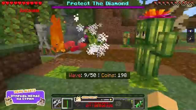 Фрукты против мобов в Minecraft PE