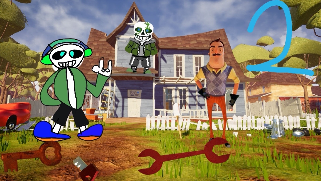 Я Санс44 играю в Hello Neighbor 1акт (часть 2)