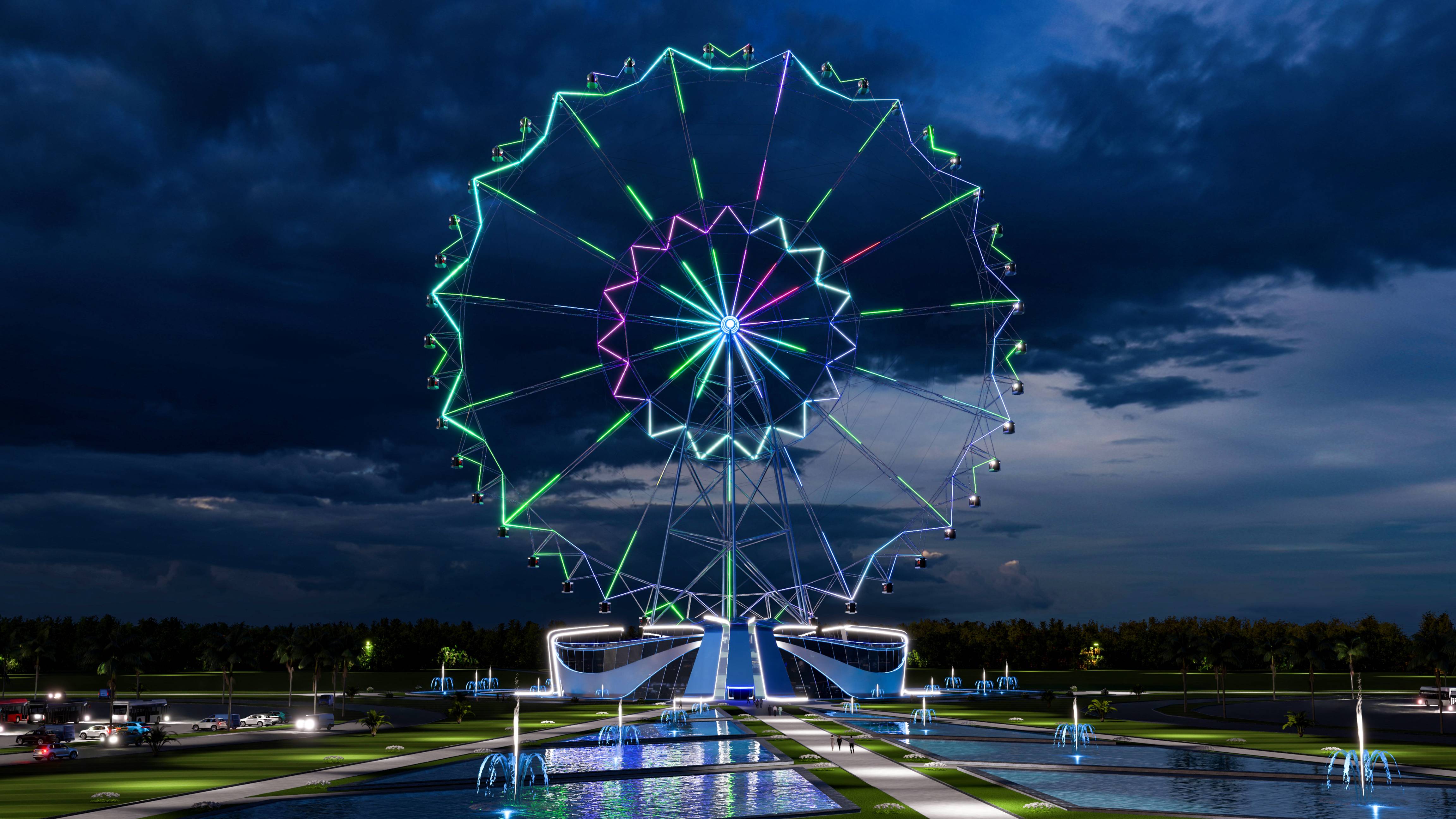 Panoramic PAXWHEEL 150 meters | Колесо обозрения 150 метров | Иллюминация v2 | 4K | www.pax.ru