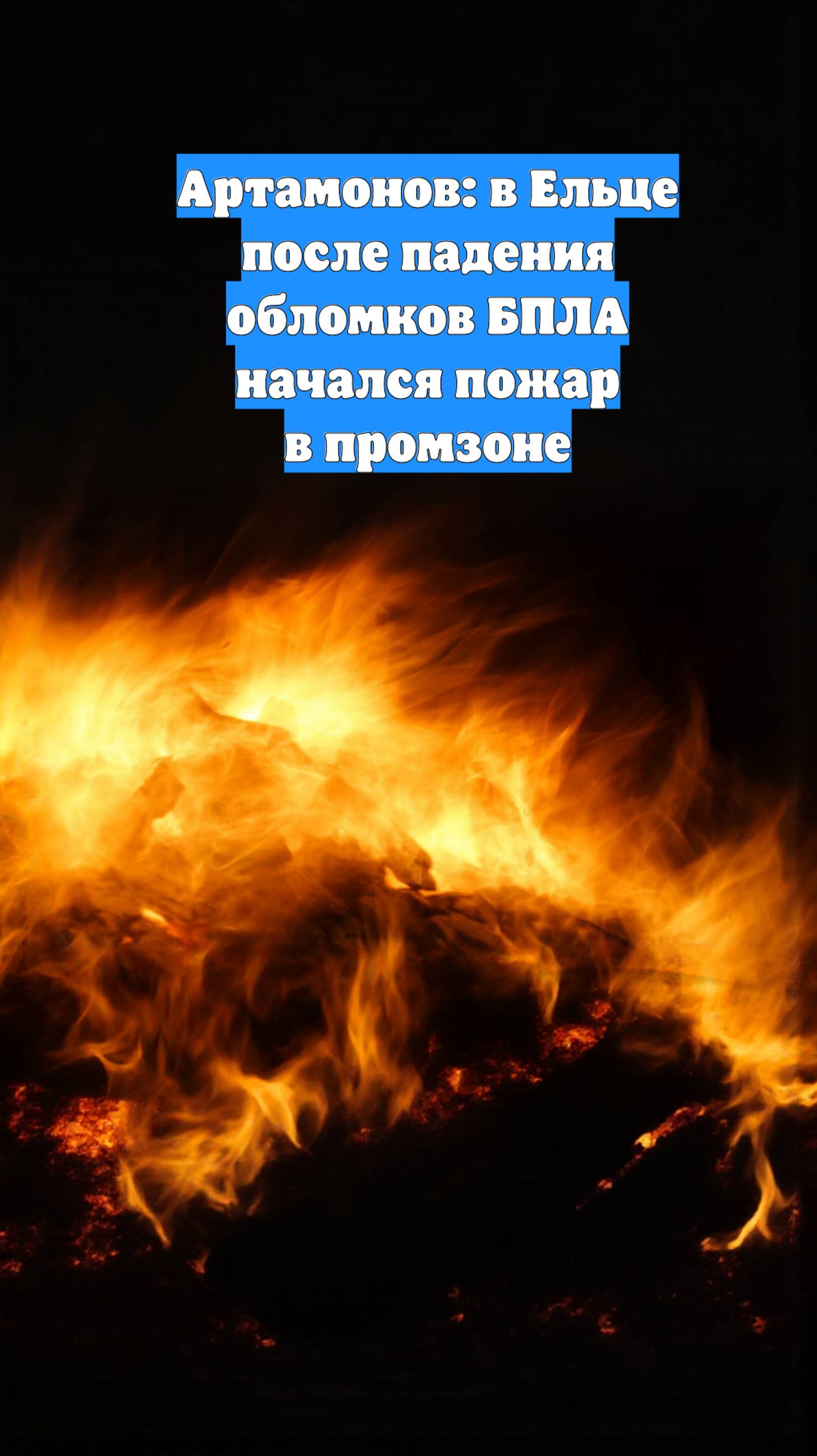 Артамонов: в Ельце после падения обломков БПЛА начался пожар в промзоне
