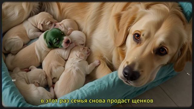 Эта собака родила РЕДЧАЙШЕГО ЗЕЛЁНОГО щенка! Такого б?