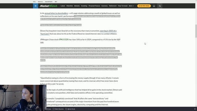 Директор JPMorgan об инфляции, перспективах экономики США