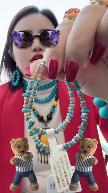 250522-3 Parent-Child Bracelet: Turquoise & Orange Spiny Oyster Bond of Love