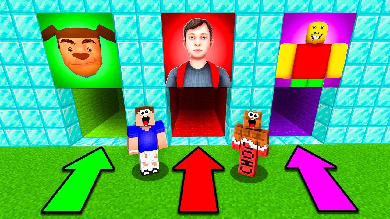 Выбери Правильный Тоннель ТИМОХА, СКУЛБОЙ, ЗЛОЙ ПАПА в Майнкрафт! Minecraft