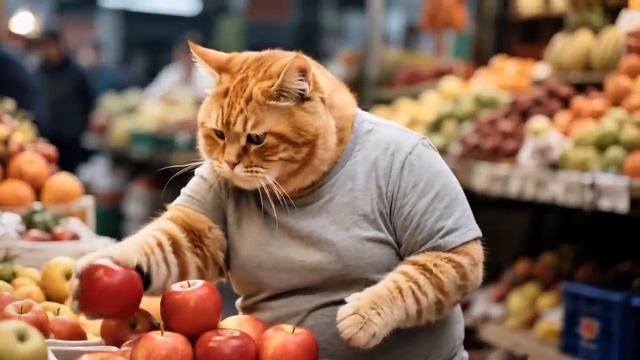 Ginger Kitten Eats Leftover Apple, Dad Works at Construction Site to Buy Him Fresh Ones 🏗️🍎 (1)