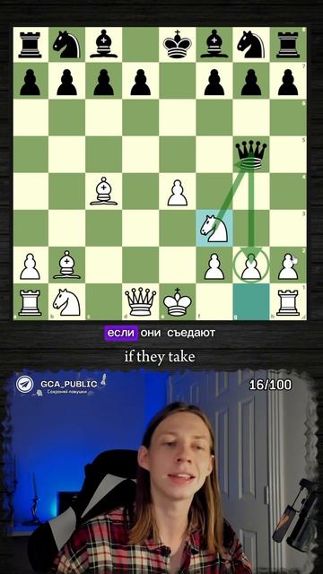 Выигрыш ферзя, который легко запомнить! Северный гамбит. 16 из 100 ловушек