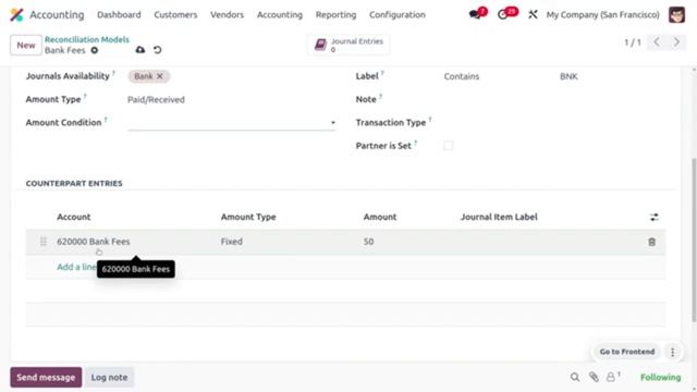 Настройка модели сверки в Odoo 17 для бухгалтерского учета