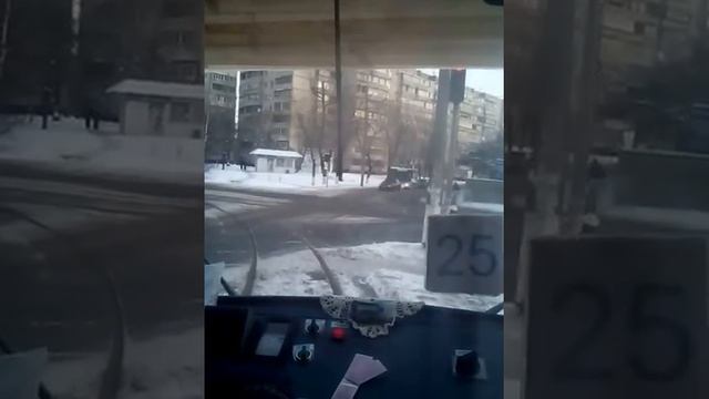 Киев, трамвай 25,весь маршрут (из кабины водителя)/Kiev tram