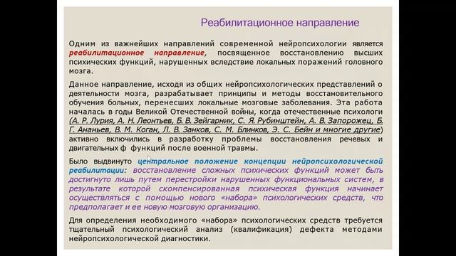 Введение в клиническую психологию 23.05.2024 Введение в нейропсихологию