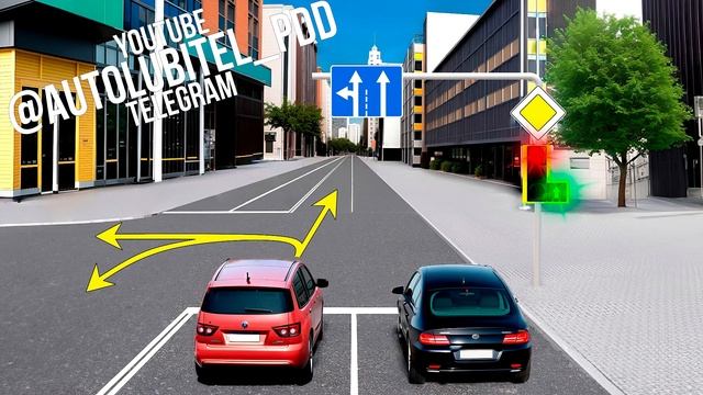 Куда разрешено продолжить движение красному авто на п