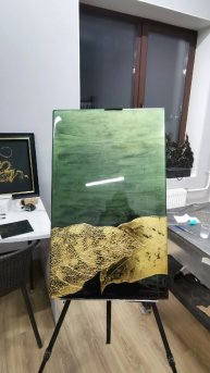 Resin art листочек и дерево