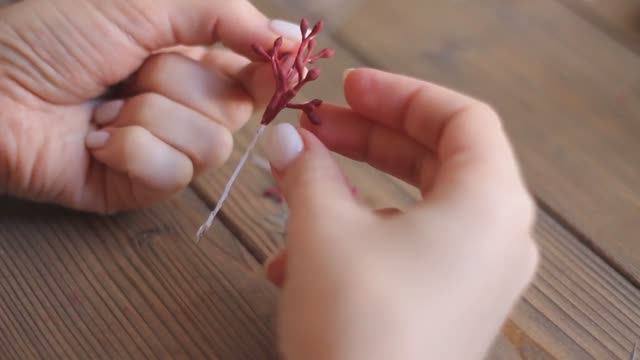 Эвкалипт ягоды из глины. Лепка